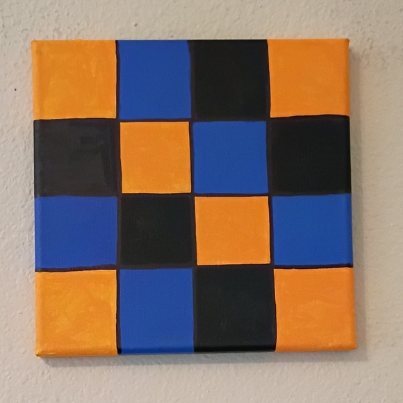 Abstract Checkered Painting On Canvas Acrylic Painting Home Decor Room Decor 8x8 - Picture 1 of 3